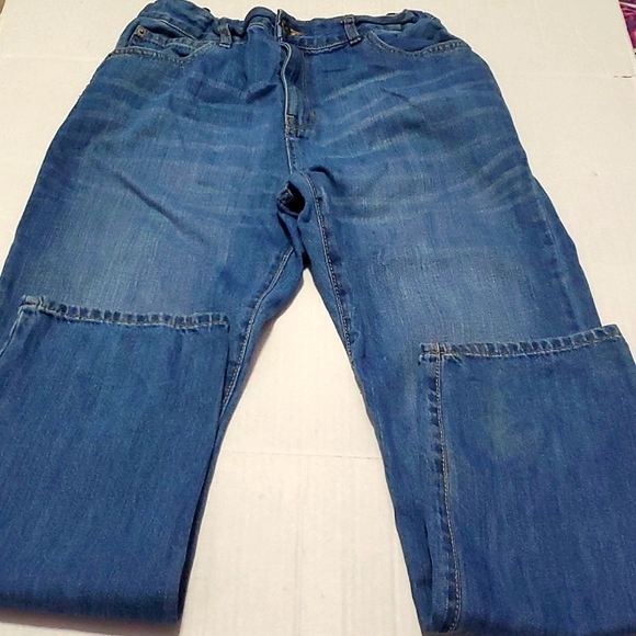 Place Medium Wash Adjustable Waist High Rise Straight Leg Girls Jeans - Picture 1 of 14